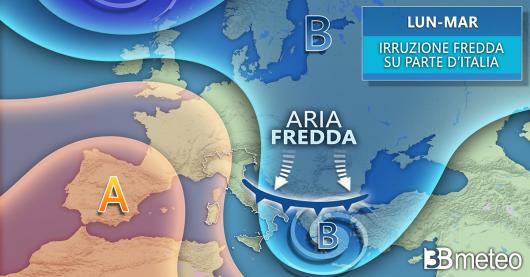 Meteo Italia: l'evoluzione prevista tra lunedì 7 e martedì 8
