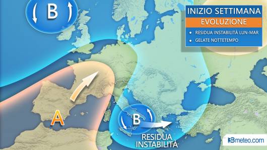 Meteo Italia, la situazione attesa lunedì