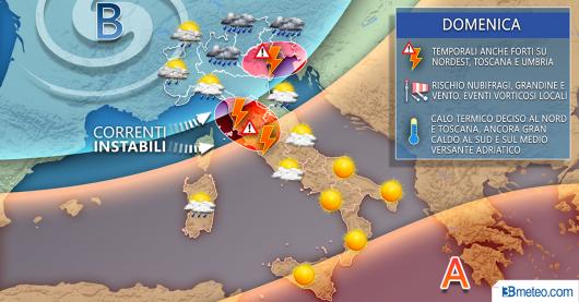 Meteo Italia: la situazione prevista domenica