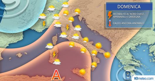 Meteo Italia: la situazione prevista domenica