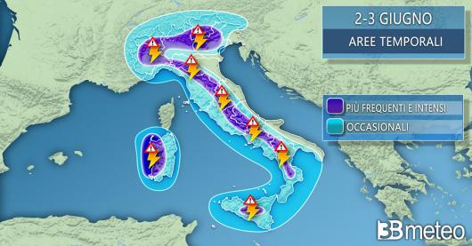 Meteo Italia: le aree a rischio temporale tra venerdì 2 e sabato 3