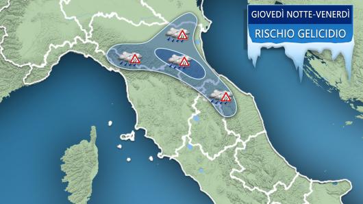 Meteo Italia: le zone a rischio gelicidio nelle prossime ore