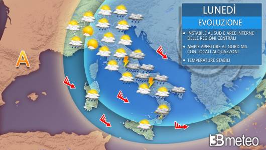 Meteo Italia lunedì. Instabilità ancora in agguato