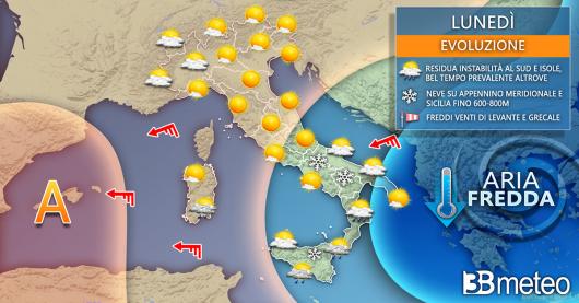 Meteo Italia lunedì