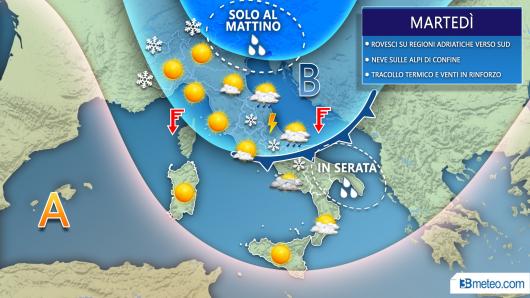 Meteo Italia martedì