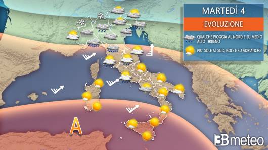 Meteo Italia martedì