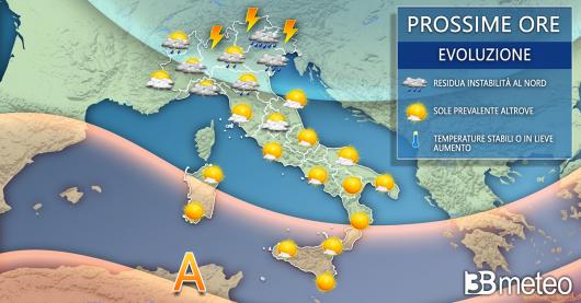 Meteo Italia martedì