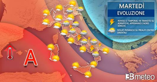 Meteo Italia martedì