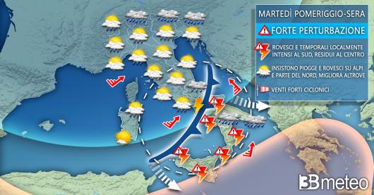 Meteo Italia martedì pomeriggio/sera