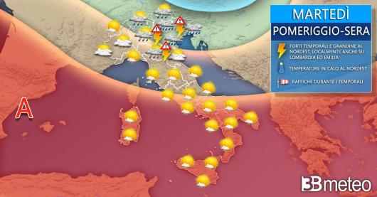 Meteo Italia mercoledì pomeriggio-sera