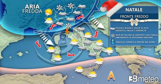 Meteo Italia Natale, vortice in formazione sull'Italia