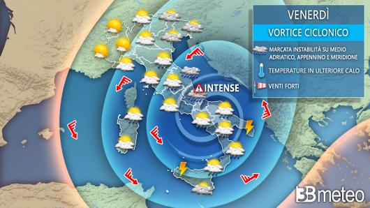 meteo Italia per venerdì
