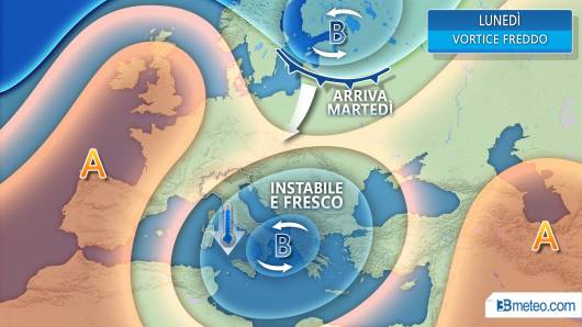 Meteo Italia: situazione attesa lunedì