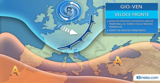 Meteo Italia: situazione prevista tra giovedì e venerdì