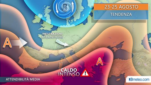 Meteo Italia: tendenza per il periodo 23-25 agosto
