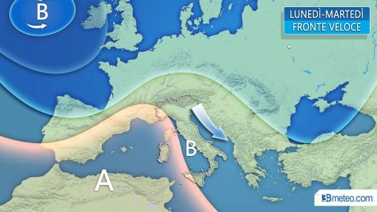 Meteo Italia: tra lunedì e martedì veloce impulso