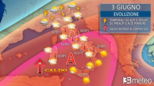 Meteo Italia venerdì 3 giugno