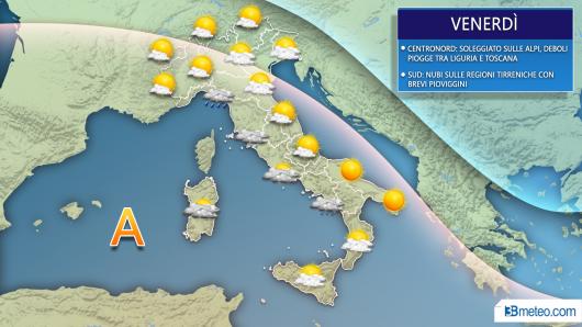 Meteo Italia venerdì
