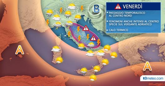 Meteo Italia venerdì
