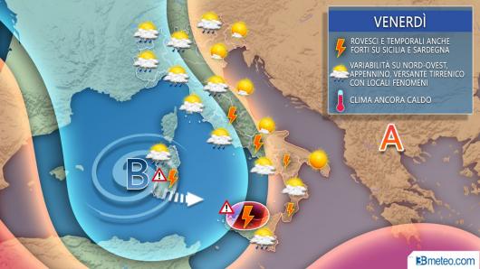 Meteo Italia venerdì