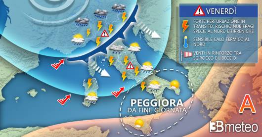 Meteo Italia venerdì
