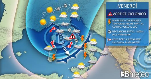 Meteo Italia venerdì