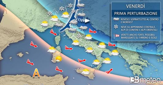 Meteo Italia venerdì