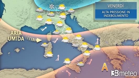 Meteo Italia venerdì