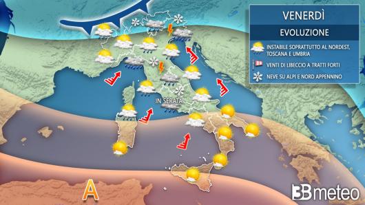 Meteo Italia venerdì