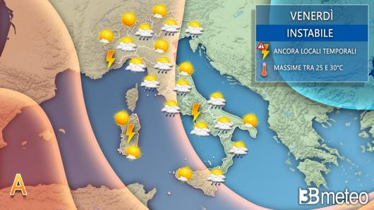 Meteo Italia venerdì