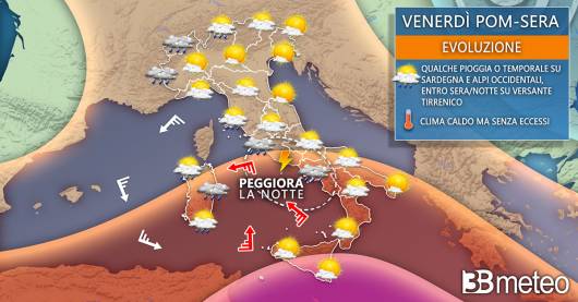 Meteo Italia venerdì