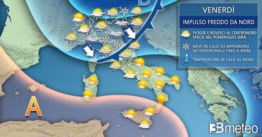 Meteo Italia venerdì