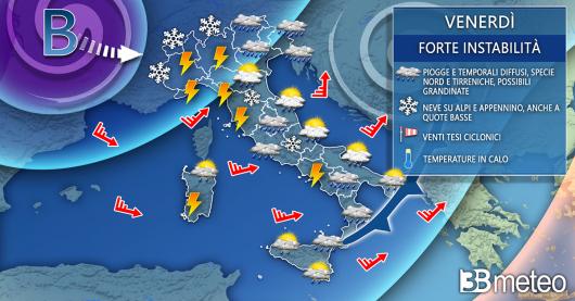 Meteo Italia venerdì