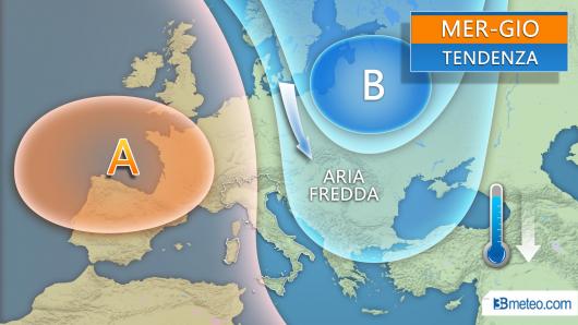Meteo: la situazione prevista a metà della nuova settimana