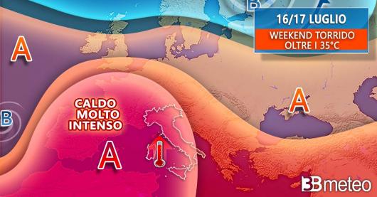 Meteo: la situazione prevista nel weekend del 16-17 luglio