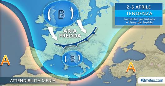 Meteo: la tendenza per il periodo 2-5 aprile