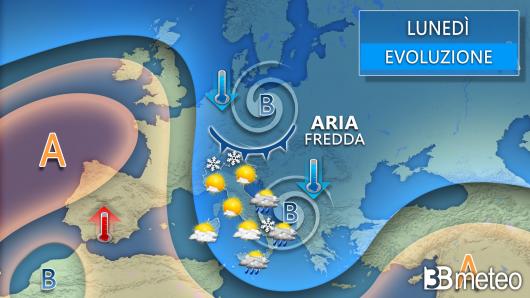 Meteo lunedì 23 dicembre