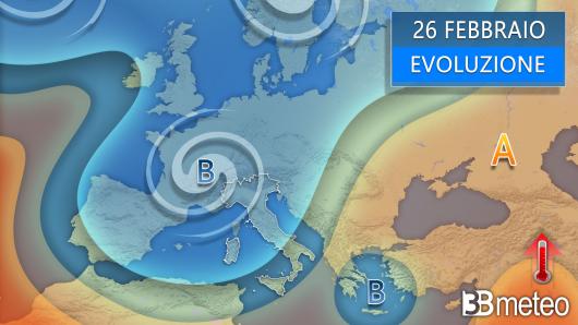 Meteo lunedì 26 febbraio