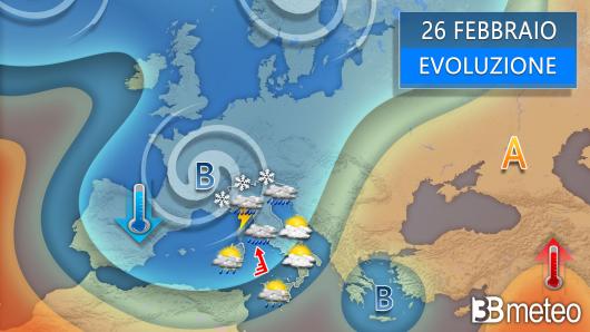 Meteo lunedì 26 febbraio