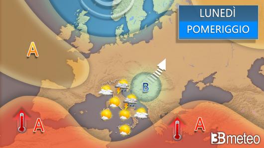 Meteo lunedì 3 giugno