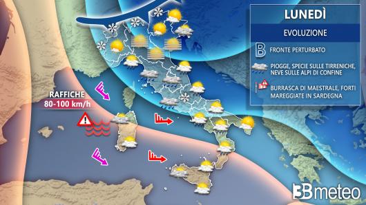 Meteo lunedì 31 gennaio