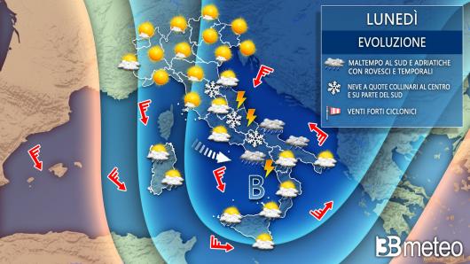 Meteo lunedì 6 dicembre