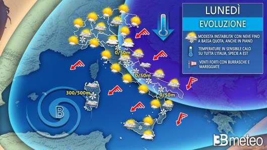 Meteo lunedì 6 febbraio