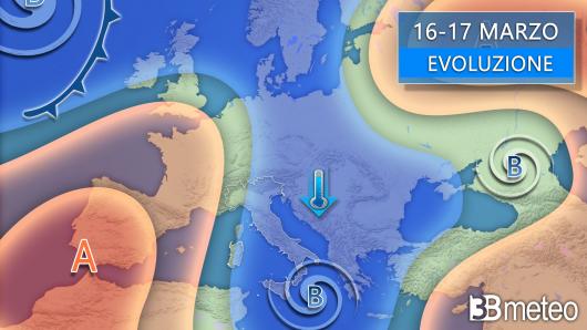 Meteo lunedì-martedì 16-17 marzo