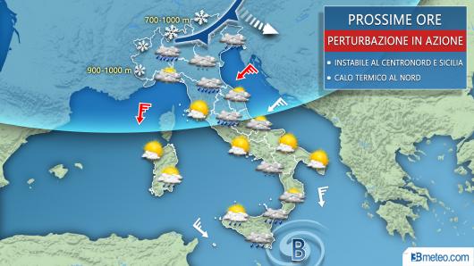 Meteo lunedì prossime ore