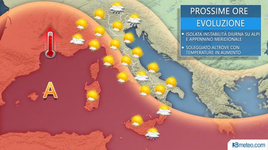 Meteo lunedì prossime ore