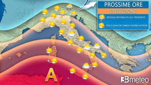 Meteo lunedì prossime ore