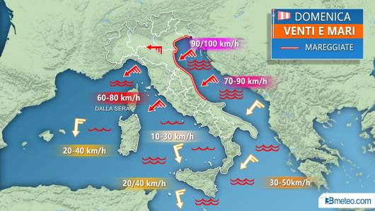 Meteo mari e venti domenica