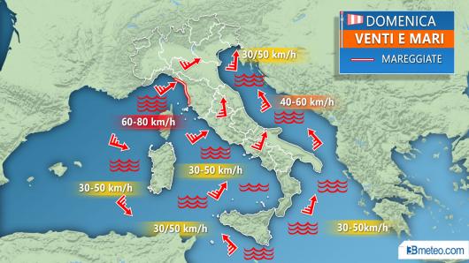 Meteo mari e venti domenica