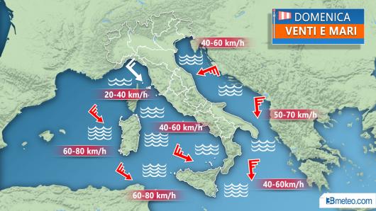 Meteo mari e venti domenica